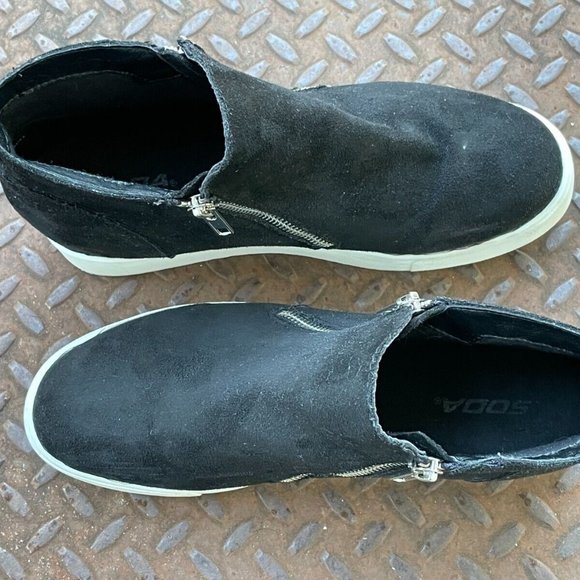 Soda Women shoes Black Mid Top Black Faux Suede Upper Shoes Size 10 - Picture 10 of 12